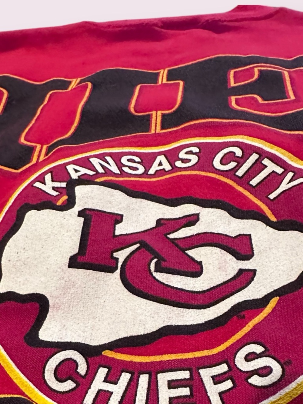 Vintage 90's Kansas City Chiefs Sweatshirt Cutoff With Large Logo Size L/XL - Picture 14 of 14